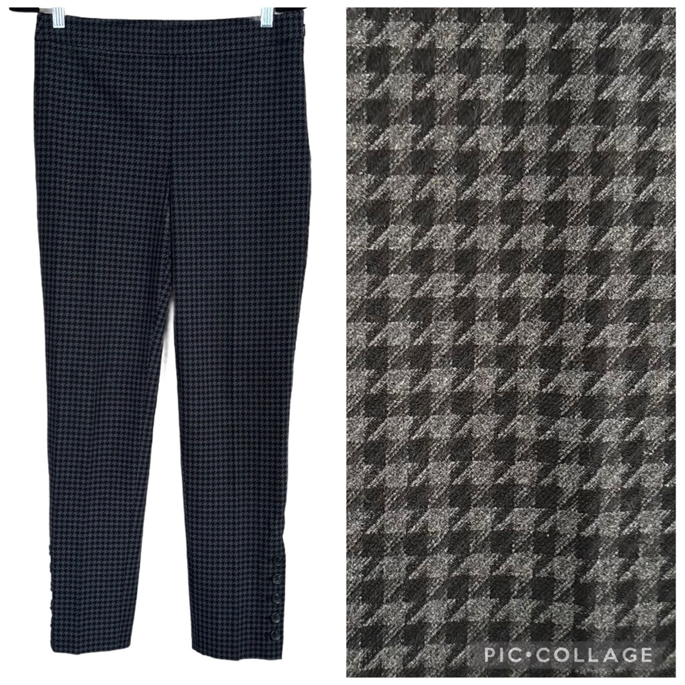 Talbots Zip Side Women’s Houndstooth Chatham Black and Gray Ankle Pant Size 4